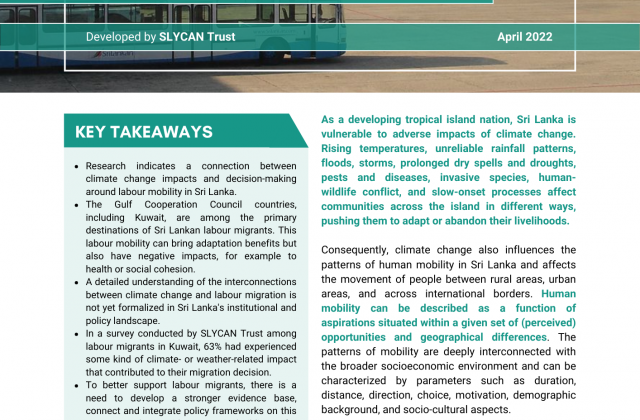 Cover - Policy Brief - Climate Impacts on Labour Migration in Sri Lanka