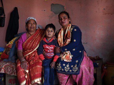 Image of two women and a child from Nepal